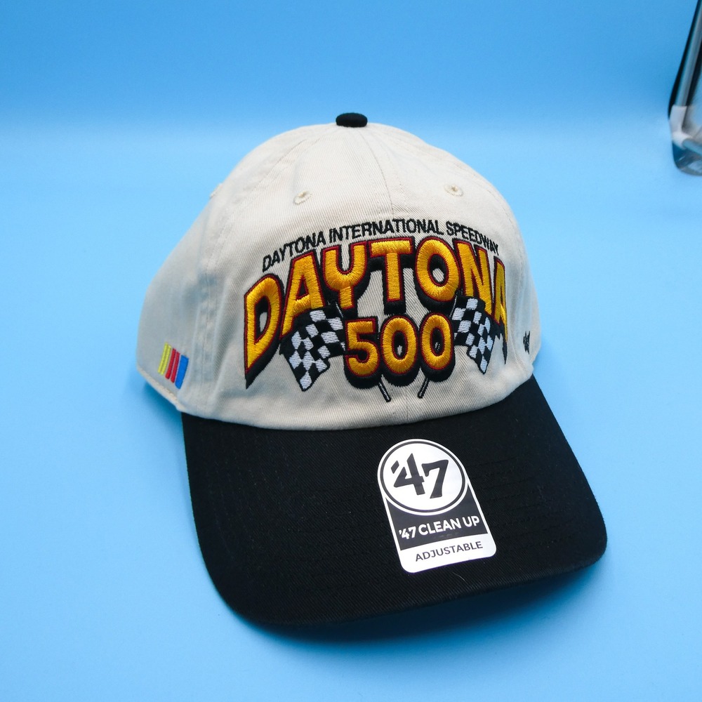 '47 Hat Mens One Size Clean Up‎ Daytona 500 Racing Tan Black Cotton Adjustable